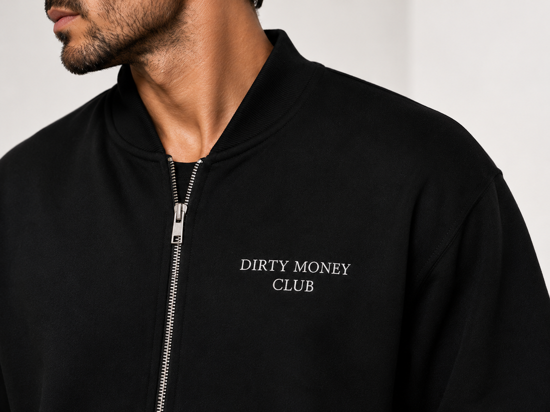 Dirty Money Club Zip-Up Jacket – Black
